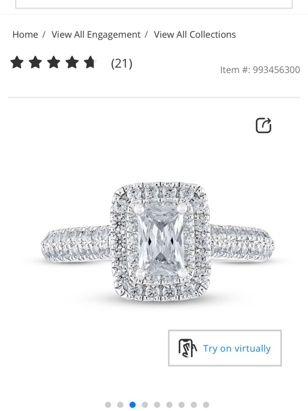 Kay Jewelers Radiant Halo Diamond Ring in White with Matching wedding band - Picture 2 of 15